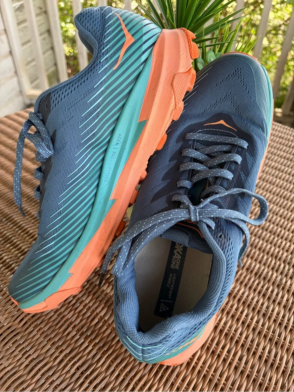 Hoka Blue & Teal Women's Running Shoes with Coral Accents